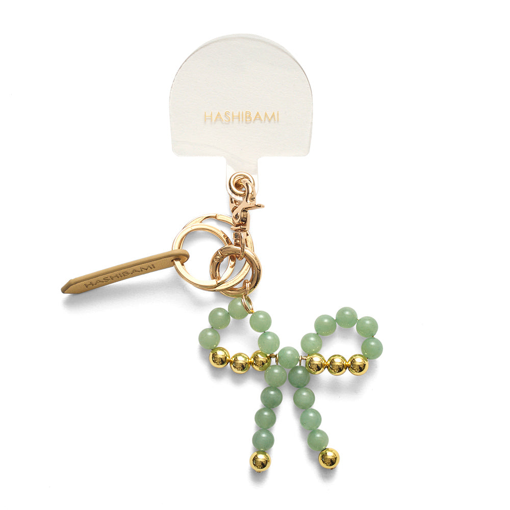 HASHIBAMI【Ha-2502-400 リボン天然石 スマホハンドストラップ
