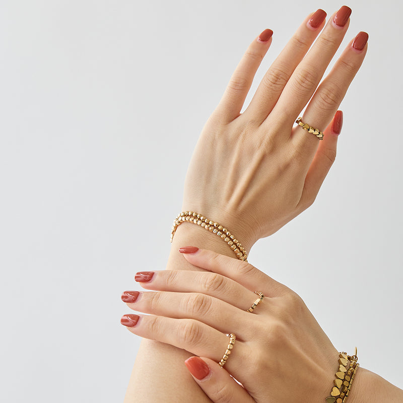 HASHIBAMI 【HB2102214 HASHIBAMI 天然石 ゴールド ブレスレット ※面取り】 ゴールド