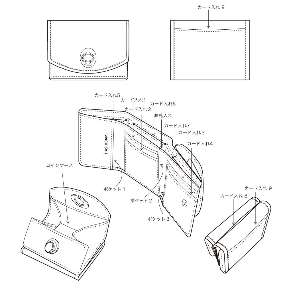 HASHIBAMI【Ha-2008-729 天然石ミニウォレット】レトログリーン