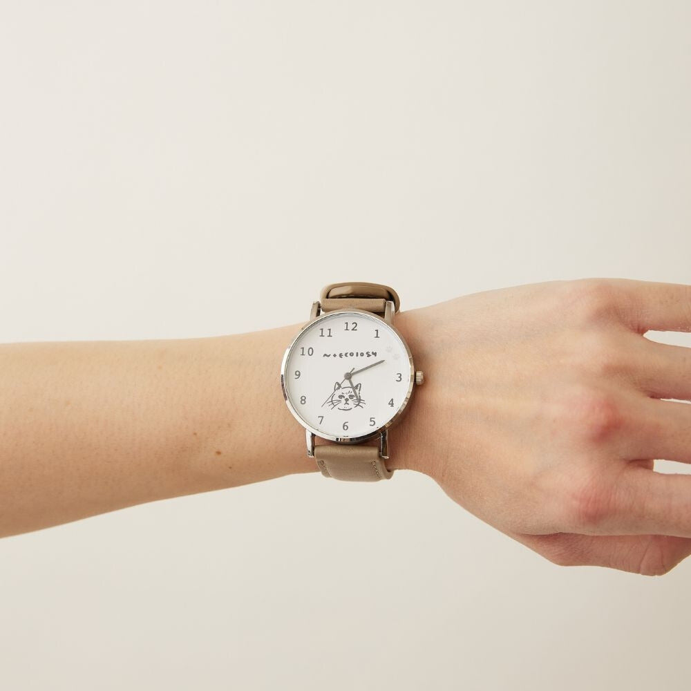 N+Ecology(ネコロジー)【NE-0022053 猫イラスト 腕時計】じっと見ネコ