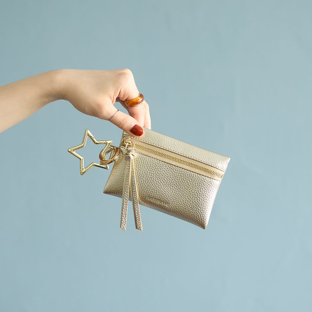 HASHIBAMI 【Ha-2504-116 カラビナキーリング ジップポーチ】ゴールド