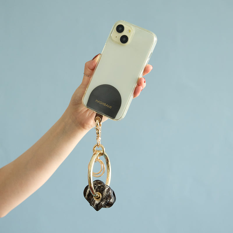 HASHIBAMI【Ha-2504-114 ハートクッション カウヘア― スマホリング】セピア