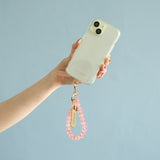 HASHIBAMI【Ha-2500-200 天然石 ハート スマホハンドストラップ】レッドウォーターメロン（ガラス）