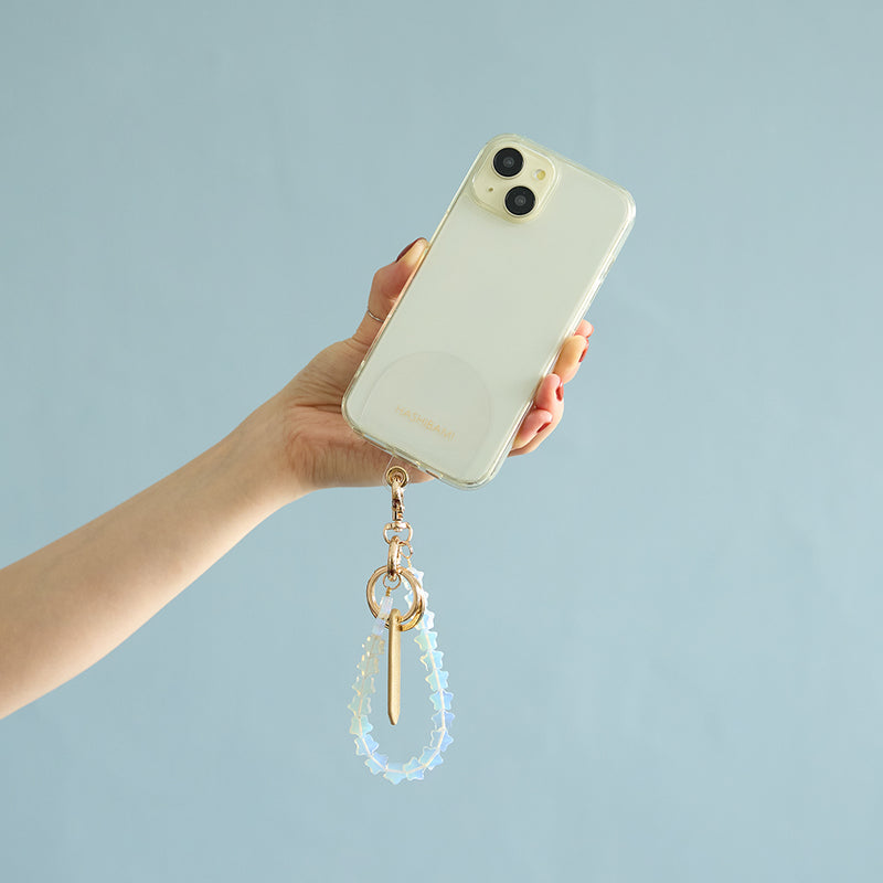 HASHIBAMI【Ha-2500-100 天然石 スター スマホハンドストラップ】オパール（ガラス）