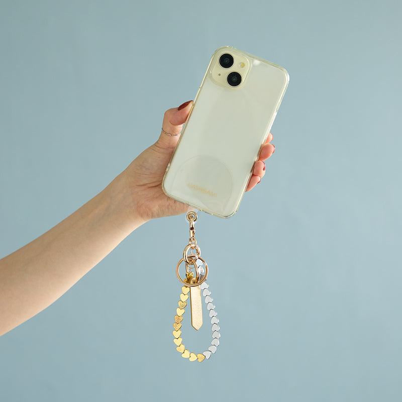 HASHIBAMI【Ha-2504-077 ヘマタイト ハート スマホハンドストラップ】ミックス
