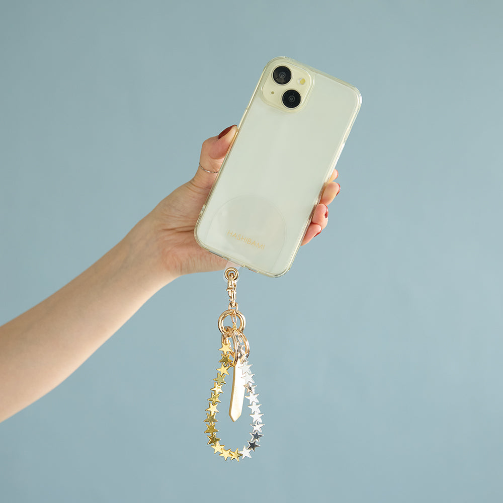 即完売　HASHIBAMI ヘマタイトスタースマホストラップ ゴールド 待望の再販スタート！ ＼ \u2061 大人気の天然石ヘマタイトスター