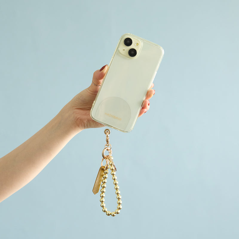 HASHIBAMI【Ha-2504-078 ヘマタイト 丸玉 スマホハンドストラップ】ゴールド