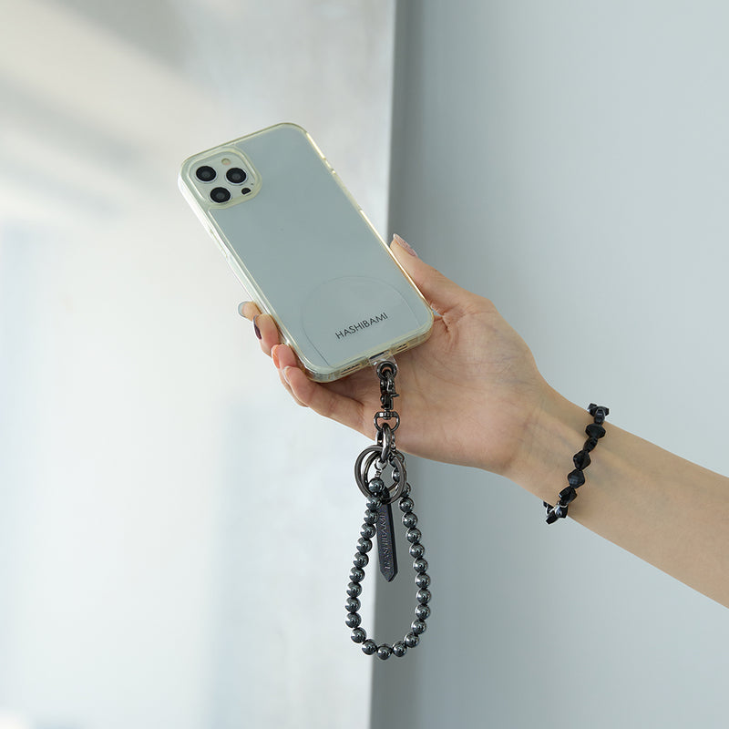 HASHIBAMI【Ha-2504-078 ヘマタイト 丸玉 スマホハンドストラップ