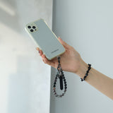 HASHIBAMI【Ha-2500-500 天然石 ハート スマホハンドストラップ】ブラック