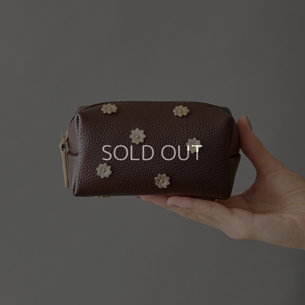 ◆CORRECT限定◆HASHIBAMI【Ha-2506-004 スモールフラワー ポーチ】ダークブラウン