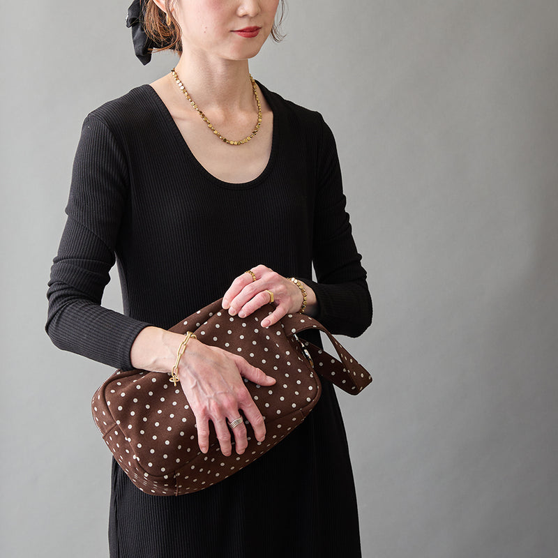 ◆CORRECT限定◆HASHIBAMI【Ha-2506-813 柄スエード ポーチクラッチ】ダークブラウン