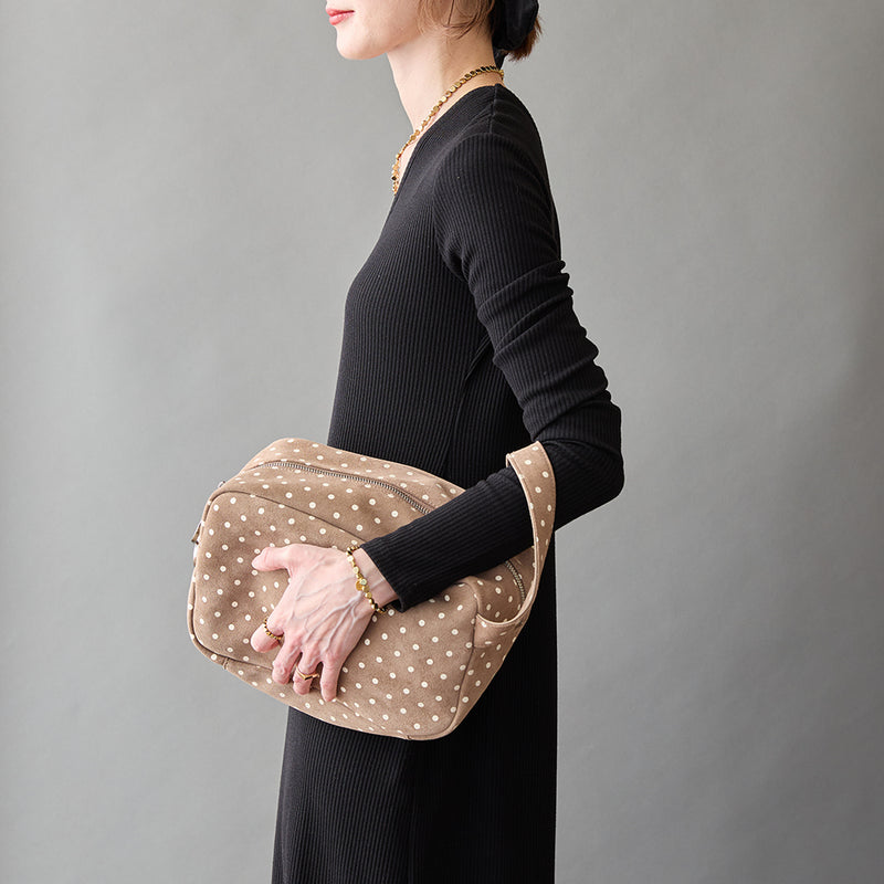 ◆CORRECT限定◆HASHIBAMI【Ha-2506-813 柄スエード ポーチクラッチ】グレーベージュ