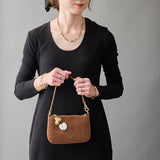 ◆CORRECT限定◆HASHIBAMI【Ha-2506-823 スエードパンチング ポーチポシェット】ブラウン