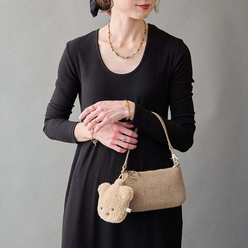 ◆CORRECT限定◆HASHIBAMI【Ha-2506-823 スエードパンチング ポーチポシェット】グレーベージュ