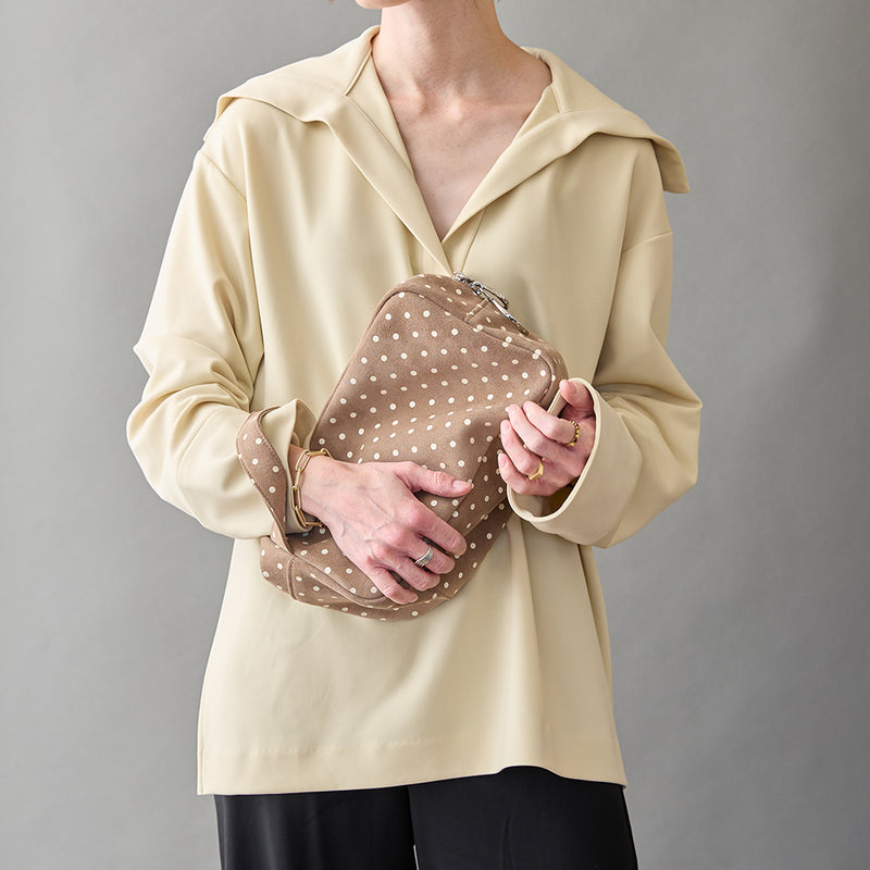 ◆CORRECT限定◆HASHIBAMI【Ha-2506-813 柄スエード ポーチクラッチ】グレーベージュ