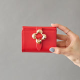 ◆CORRECT限定◆ HASHIBAMI【Ha-2502-202 フラワーバックルミニウォレット】レッド