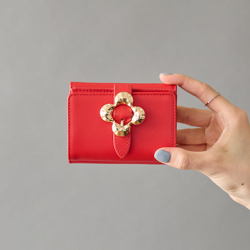 ◆CORRECT限定◆ HASHIBAMI【Ha-2502-202 フラワーバックルミニウォレット】レッド