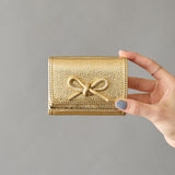 HASHIBAMI 【Ha-2410-326 レザーリボン ミニウォレット】ゴールド