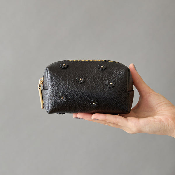 ◆CORRECT限定◆HASHIBAMI【Ha-2506-004 スモールフラワー ポーチ】ブラック