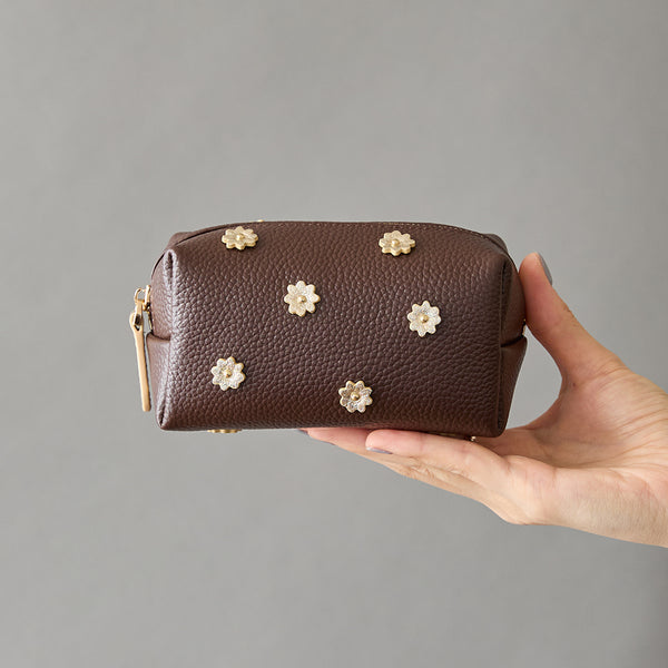 ◆CORRECT限定◆HASHIBAMI【Ha-2506-004 スモールフラワー ポーチ】ダークブラウン
