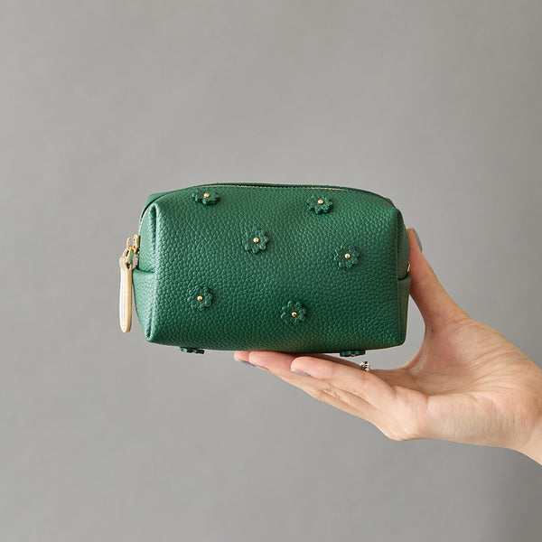 ◆CORRECT限定◆HASHIBAMI【Ha-2506-004 スモールフラワー ポーチ】ボトルグリーン