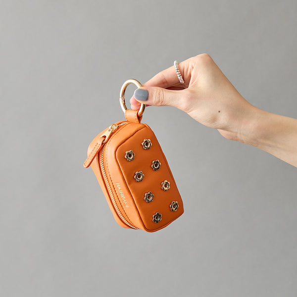 ◆CORRECT限定◆HASHIBAMI【Ha-2506-810 フラワーハトメ キーリング付き ポーチ】オレンジ