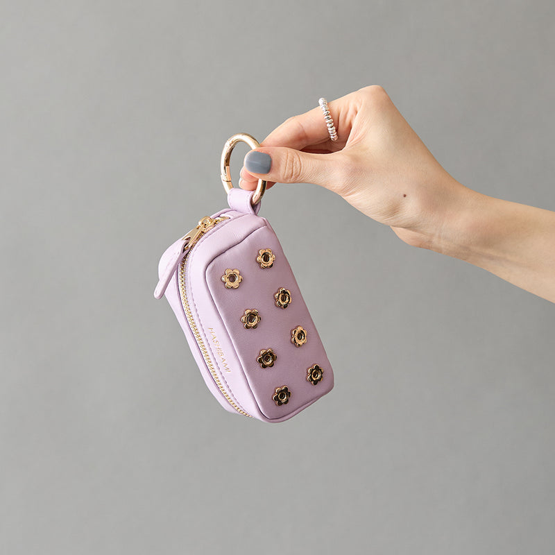 ◆CORRECT限定◆HASHIBAMI【Ha-2506-810 フラワーハトメ キーリング付き ポーチ】ラベンダー