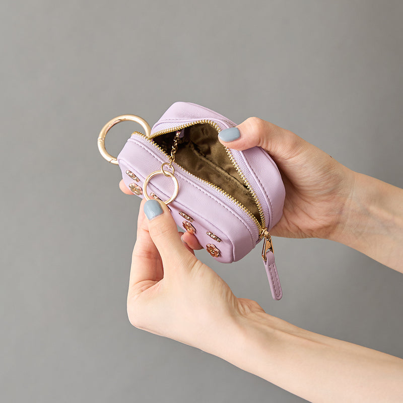 ◆CORRECT限定◆HASHIBAMI【Ha-2506-810 フラワーハトメ キーリング付き ポーチ】ラベンダー