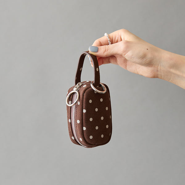 ◆CORRECT限定◆HASHIBAMI【Ha-2506-814 柄スエードミニポーチキーリング】ダークブラウン