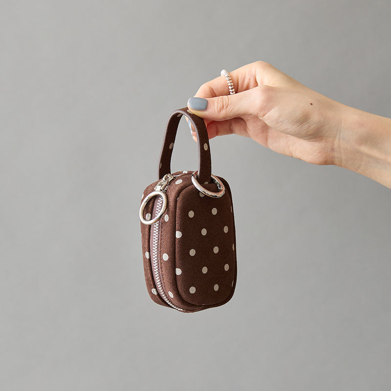 ◆CORRECT限定◆HASHIBAMI【Ha-2506-814 柄スエードミニポーチキーリング】ダークブラウン