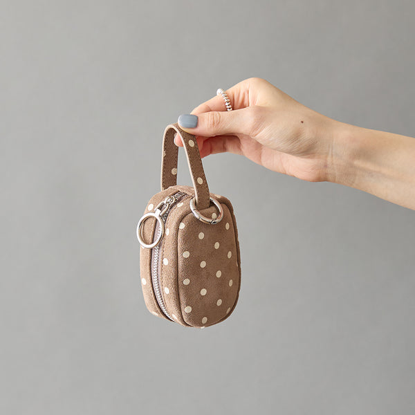 ◆CORRECT限定◆HASHIBAMI【Ha-2506-814 柄スエードミニポーチキーリング】グレーベージュ