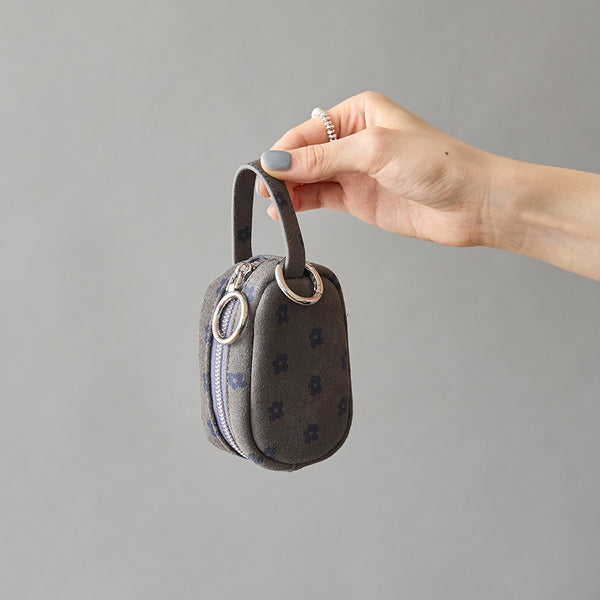 ◆CORRECT限定◆HASHIBAMI【Ha-2506-814 柄スエードミニポーチキーリング】グレー
