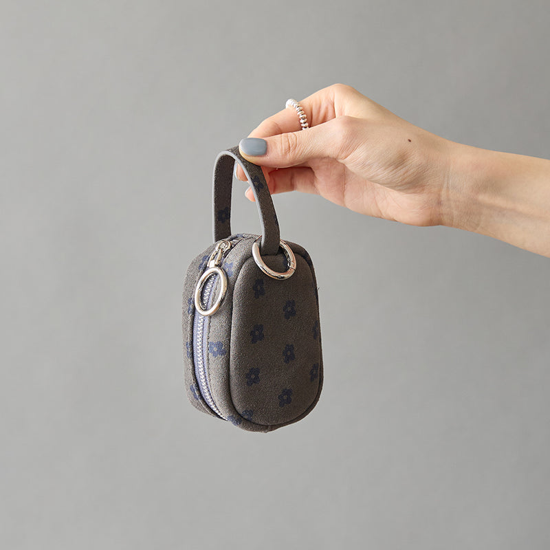 ◆CORRECT限定◆HASHIBAMI【Ha-2506-814 柄スエードミニポーチキーリング】グレー