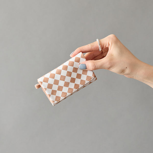 ◆CORRECT限定◆HASHIBAMI【Ha-2506-812 チェック柄 アクセサリーポーチ】ベージュ