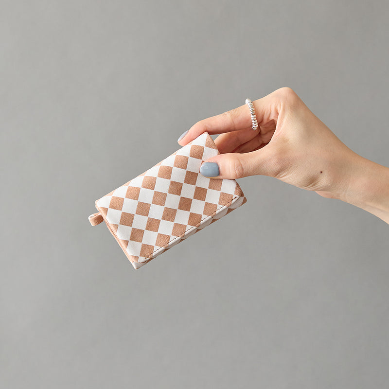 ◆CORRECT限定◆HASHIBAMI【Ha-2506-812 チェック柄 アクセサリーポーチ】ベージュ