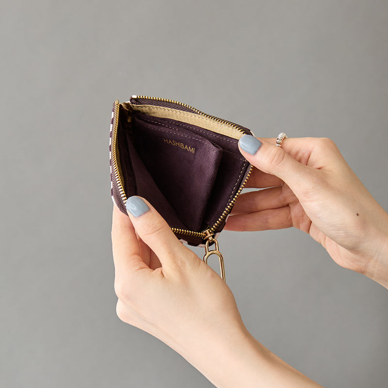 ◆CORRECT限定◆HASHIBAMI【Ha-2506-811 チェック柄 ハーフジップウォレット】チェリー