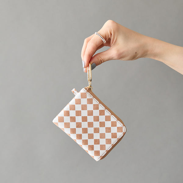◆CORRECT限定◆HASHIBAMI【Ha-2506-811 チェック柄 ハーフジップウォレット】ベージュ