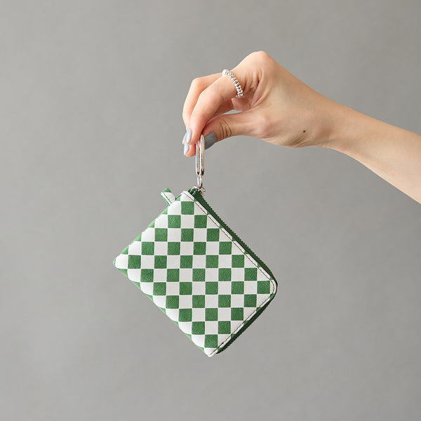 ◆CORRECT限定◆HASHIBAMI【Ha-2506-811 チェック柄 ハーフジップウォレット】グリーン