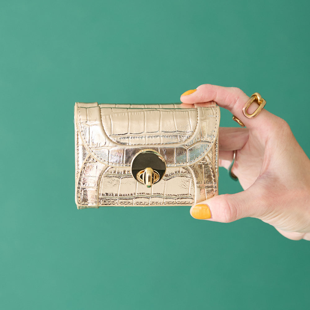 ⭐️PANDARGHINI ゴールド クロコ調ミニウォレット⭐️ ⭐️PANDARGHINI ゴールド クロコ調ミニウォレット⭐️