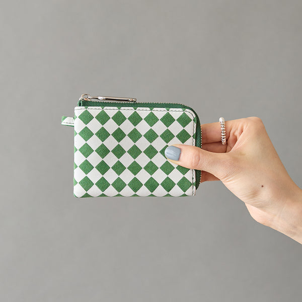 ◆CORRECT限定◆HASHIBAMI【Ha-2506-811 チェック柄 ハーフジップウォレット】グリーン
