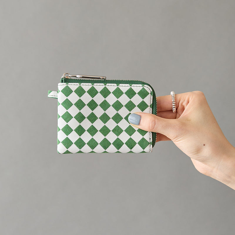 ◆CORRECT限定◆HASHIBAMI【Ha-2506-811 チェック柄 ハーフジップウォレット】グリーン