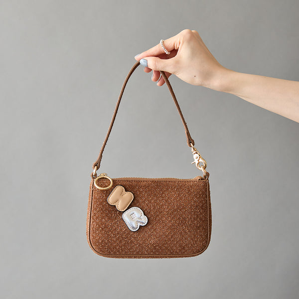 ◆CORRECT限定◆HASHIBAMI【Ha-2506-823 スエードパンチング ポーチポシェット】ブラウン