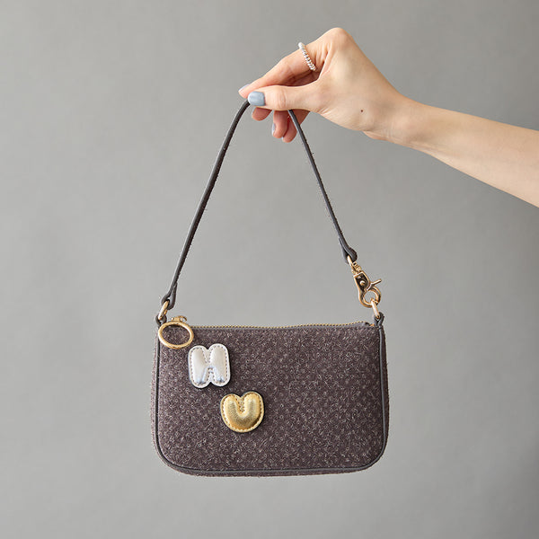 ◆CORRECT限定◆HASHIBAMI【Ha-2506-823 スエードパンチング ポーチポシェット】ミッドグレー