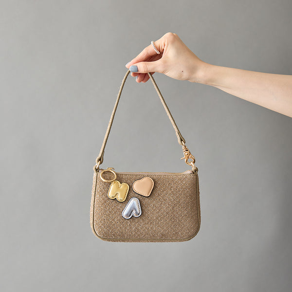 ◆CORRECT限定◆HASHIBAMI【Ha-2506-823 スエードパンチング ポーチポシェット】グレーベージュ