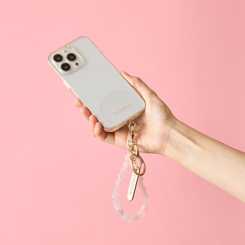 HASHIBAMI【Ha-2410-304 天然石 スター スマホハンドストラップ】ローズクォーツ