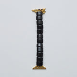 HASHIBAMI【Ha-2607-328 スクエア大天然石 アップルウォッチバンド】ブラックオニキス(金具ゴールド)