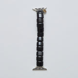 HASHIBAMI【Ha-2607-328 スクエア大天然石 アップルウォッチバンド】ブラックオニキス(金具シルバー)