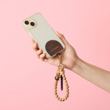 HASHIBAMI【Ha-2511-121 ウッド＋猫天然石 ハンドストラップ】ブラウン