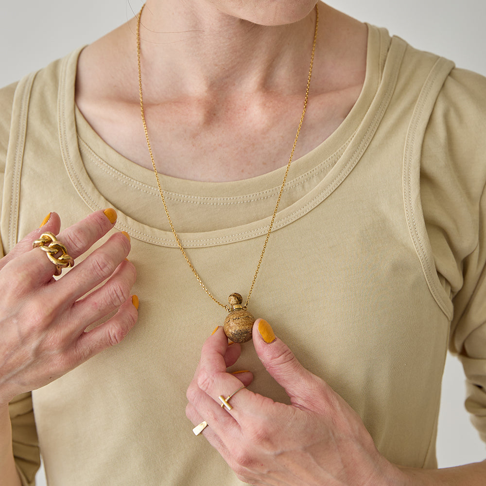 HASHIBAMI 【HB2100266 天然石 壺型 チェーン 60cm ネックレス