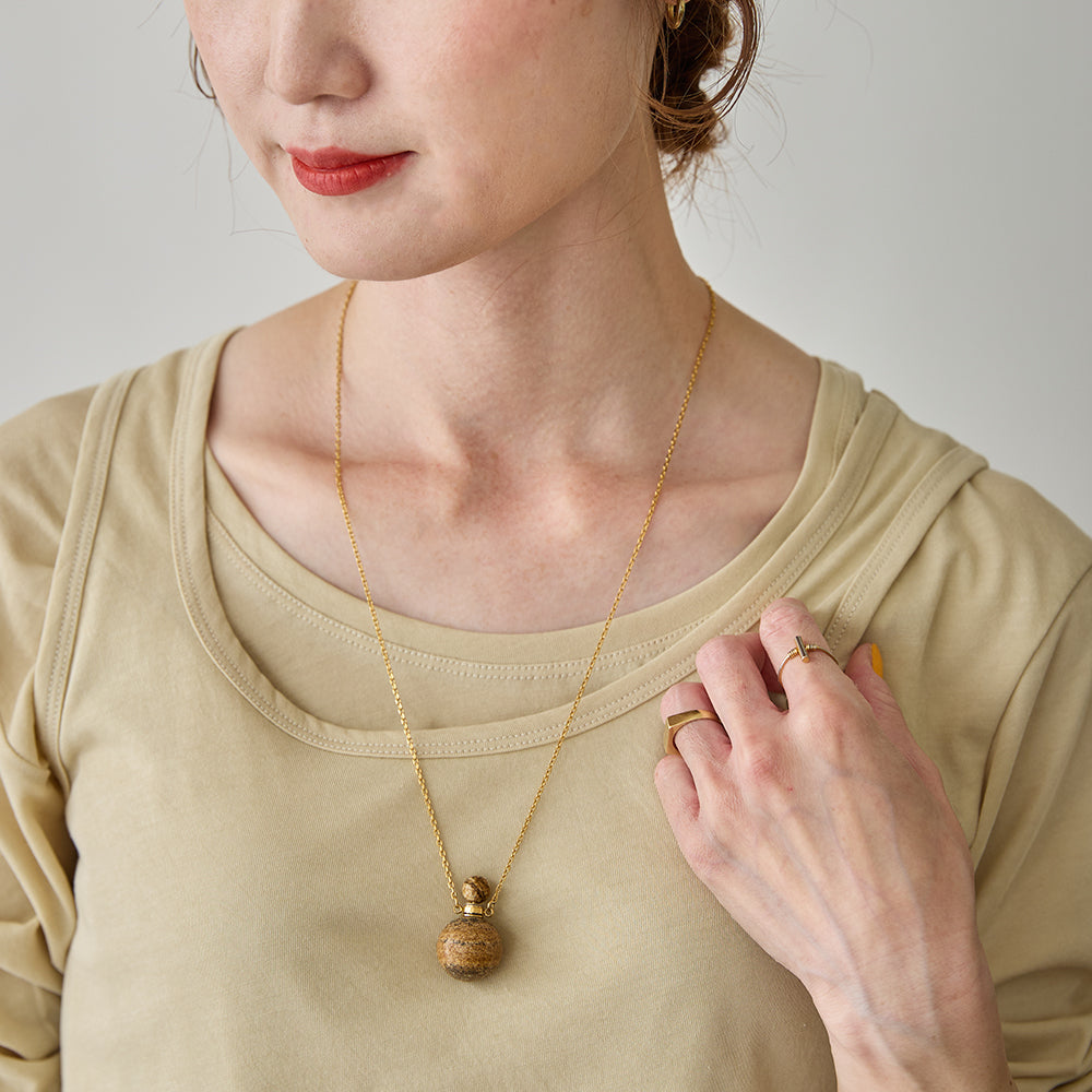 HASHIBAMI 【HB2100266 天然石 壺型 チェーン 60cm ネックレス